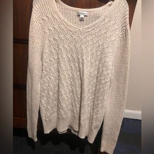 Croft & Barrow Cream Cable Knit V-Neck Sweater